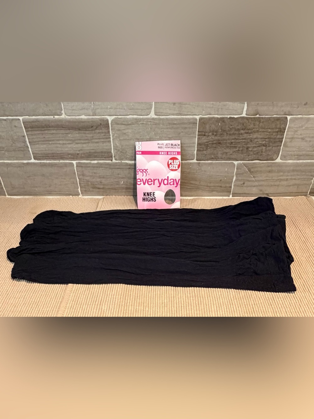 Vintage L'eggs Everyday Plus Size Jet Black Knee Highs Lot of 4 Pairs